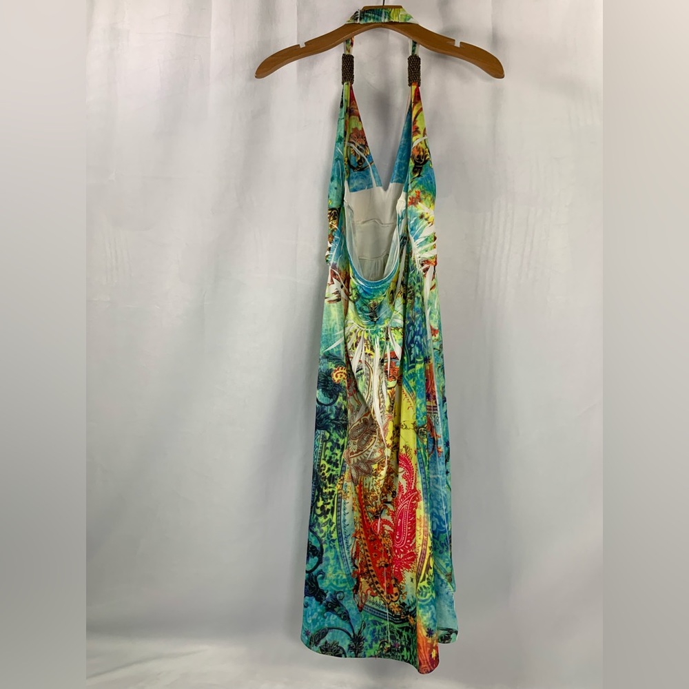 Cristina Love Morrocan Halter Backless Multicolored Sequence Dress Size M - Picture 2 of 13